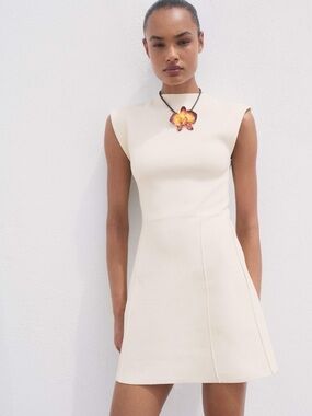 Mango Domino Knit Fit and Flare Mini Dress
